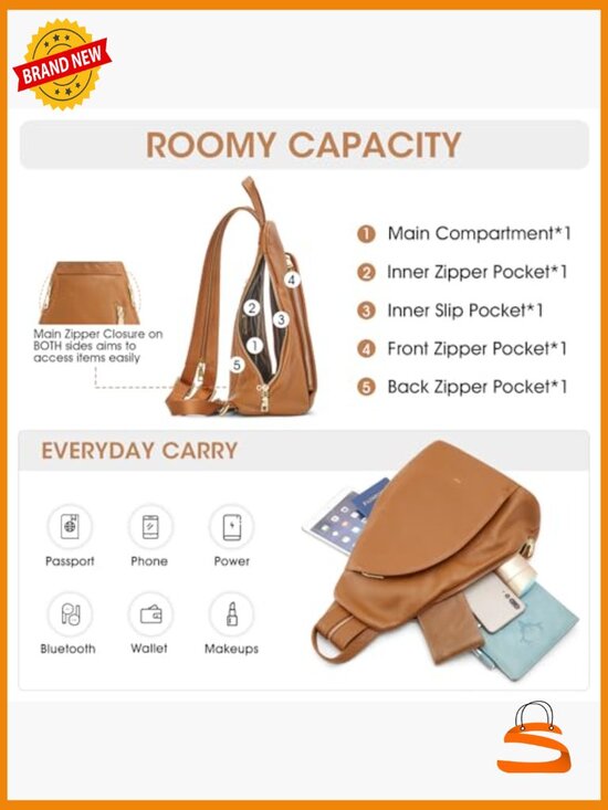 Top Grain Leather Sling Bag Crossbody Fanny Pack RFID Blocking Travel Daypack main image 7